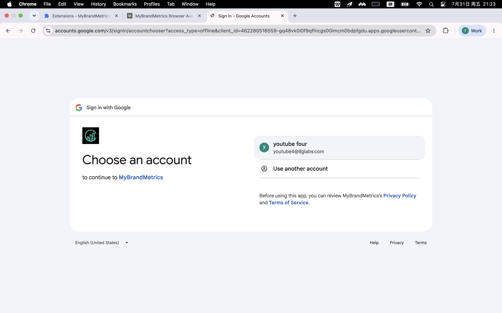 Complete Google sign in for the extension