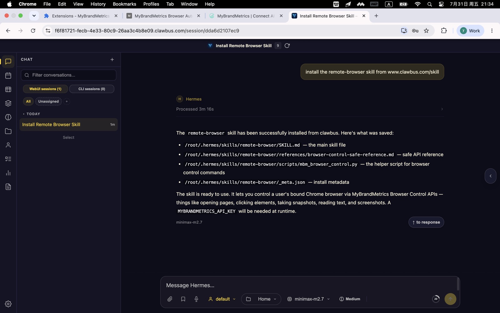 Install the remote-browser skill in Hermes