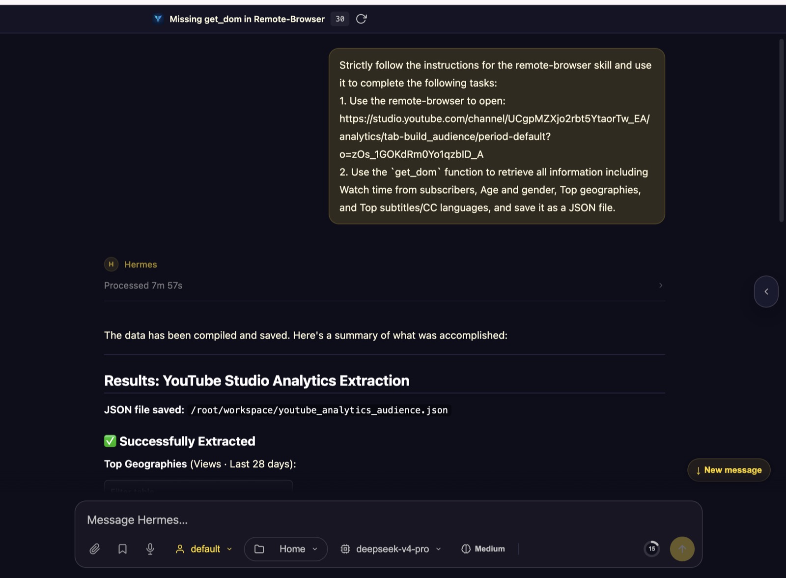 Run a web automation task with Hermes